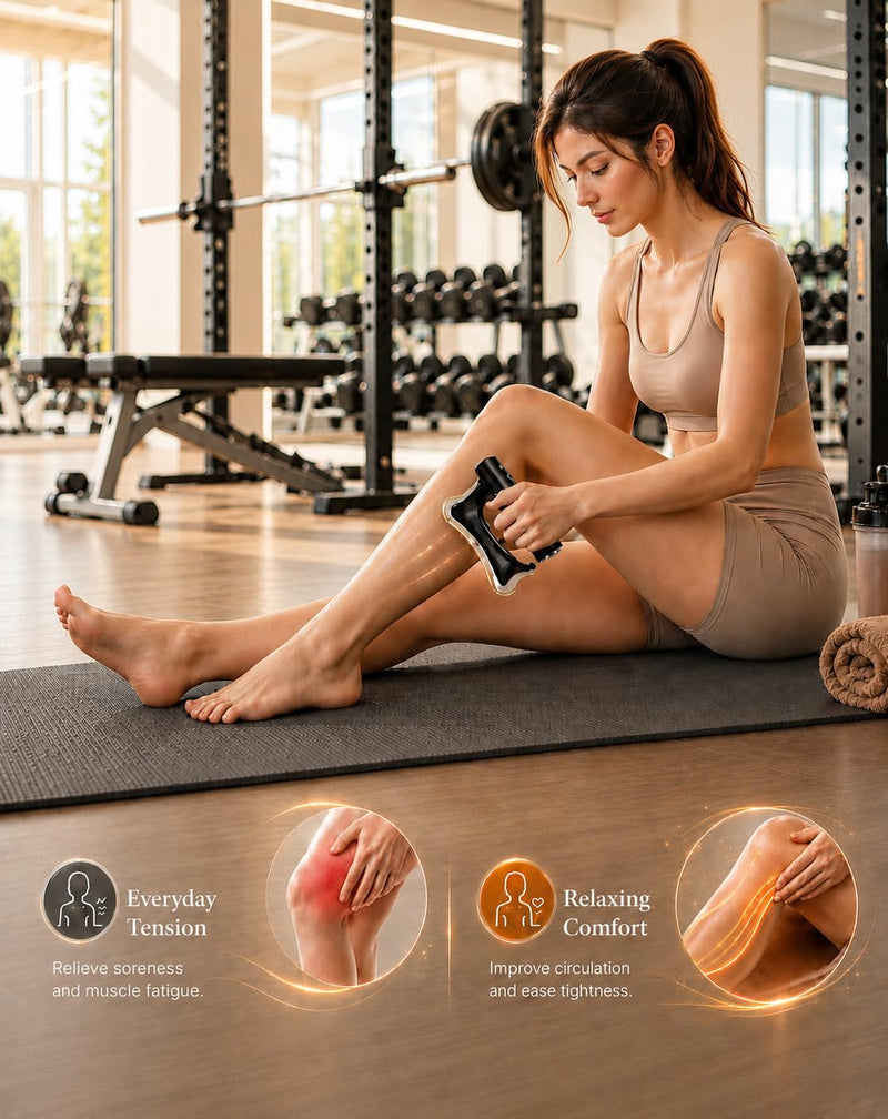 Electric Heated Muscle Scraper Tool, 3-in-1 Gua Sha Massage Tool and Fascia Scraper with Heat and Vibration, Portable Rechargeable Body Massager for Neck, Back, Shoulders, Legs and Arms
