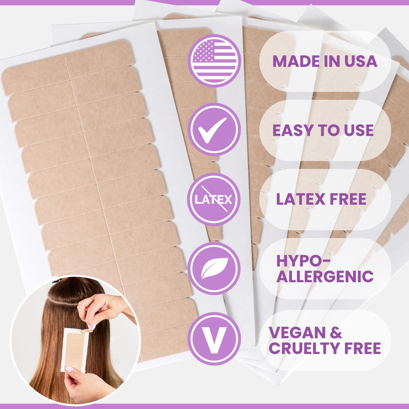 [Australia] - 8oz Tape Ins Hair Extension Remover Spray + 72 tabs Double Sided REGULAR Hold Hair Extension Replacement Tape by Big Kizzy, Professional Quality and Easy to use instructions 
