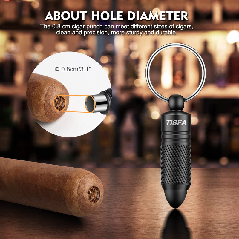 [Australia] - TISFA Cigar Punch Cutter Cigar Hole Opener Portable Screw Out Stainless Steel Puncher (Black) Black 