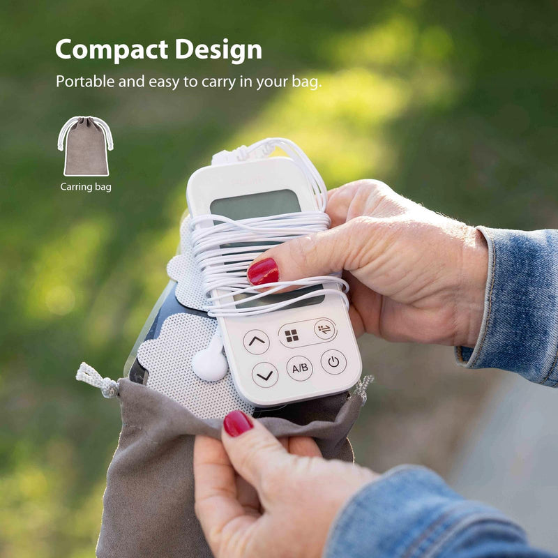 iHealth Dual-Channel TENS Unit Stimulator with 24 Modes & 90-Hour Battery | 15 Intensity Levels, 10 Multi-Size Pads, Adjustable Timer, and Eligibility for Relief at Home or On the Go