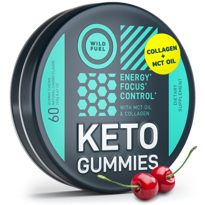 [Australia] - MCT Oil Keto Gummies Collagen Metabolism Booster - Pre Workout Gummy Energy Chews Keto Candy - Physical and Mental Energy, Low Carb, Low Calorie - 60 Cherry Collagen Gummies For Women and Men MCT Oil Keto Gummies 