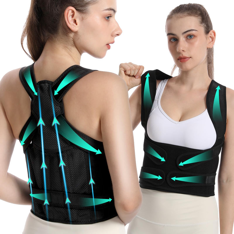 KKM Back Brace Posture Corrector for Women and Men, Scoliosis and Hunchback Correction, Adjustable Back Straightener Provides Shape For Neck Shoulders Back(26-31 Inch, Small)