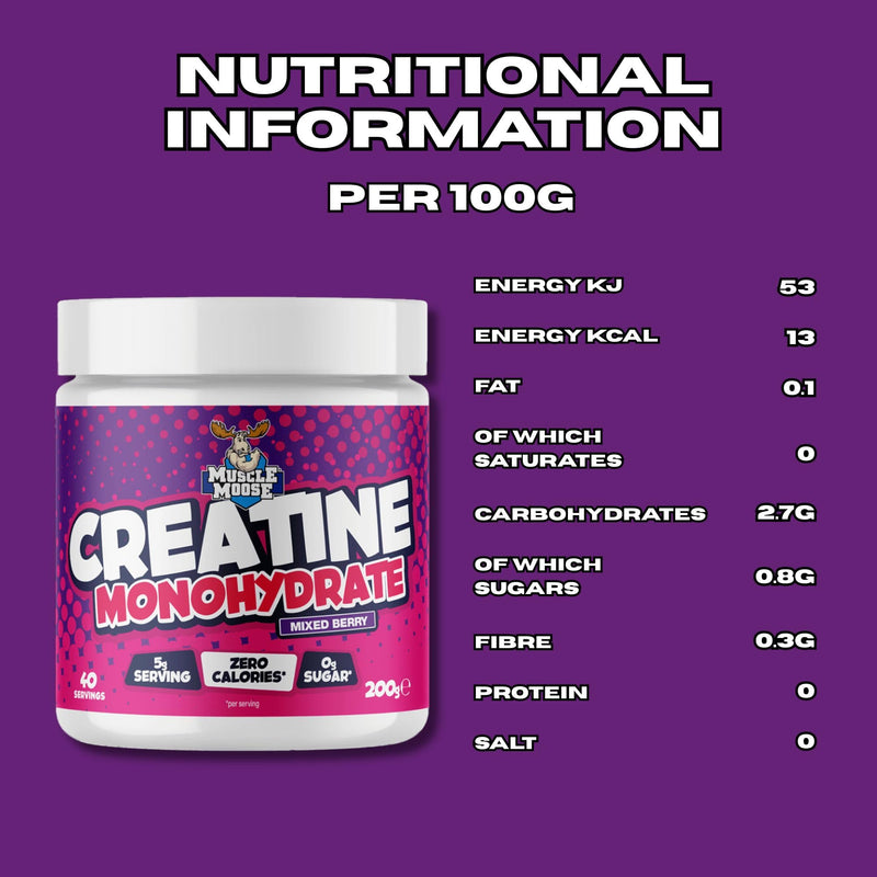 Muscle Moose Creatine Monohydrate 200g - Mixed Berry