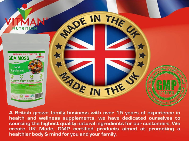 Sea Moss Capsules x60, High Strength, Natural Irish Sea Moss Supplement, Rich in Minerals & Iodine, Gluten Free, Sugar Free, GMO Free, Vegan