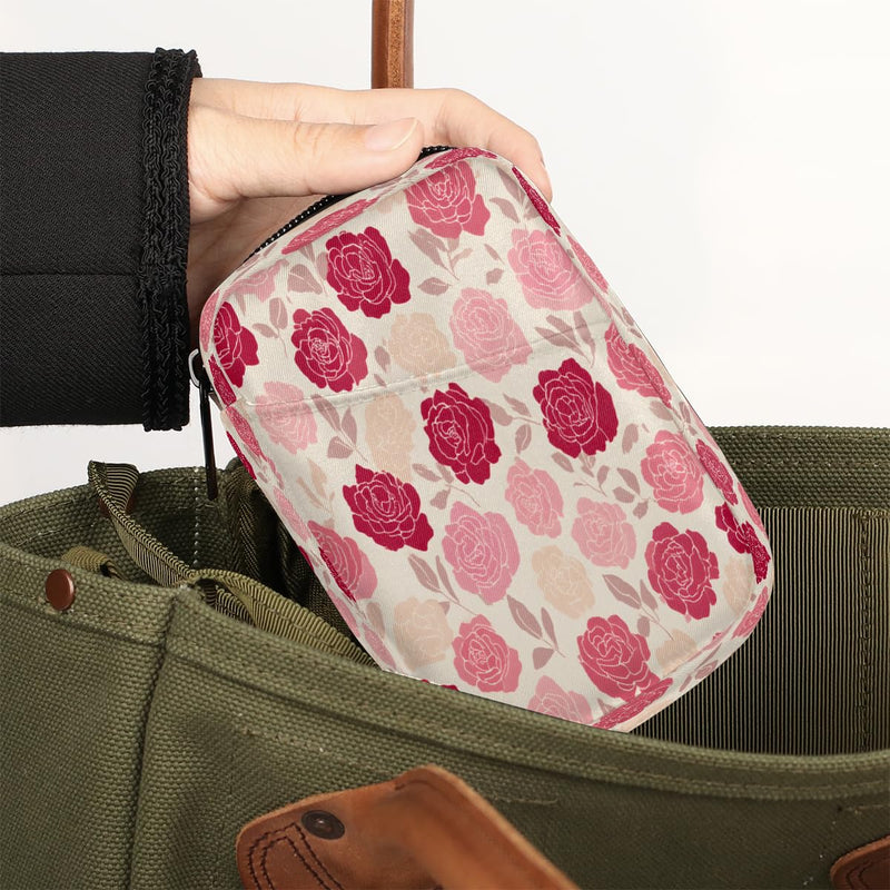 Weekly Travel Pill Organizer Case for Purse with Removable 7 Day Box Portable Compact Size Pill Box Fashionable Pill Container for Medicine Vitamin Supplement Rose Pink Flower A03:rose