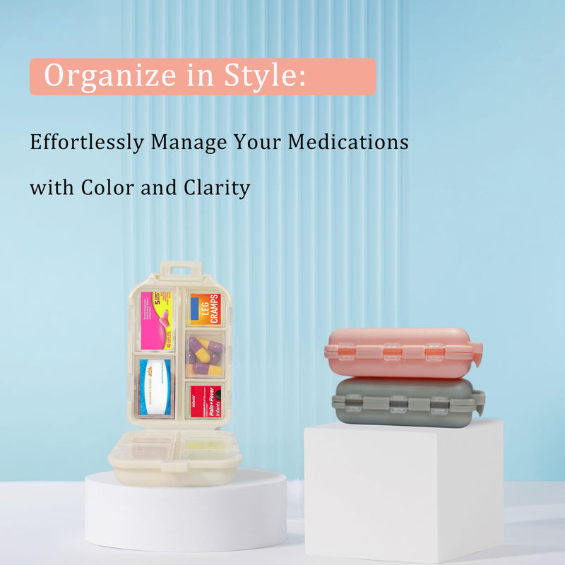 [Australia] - Pill Organizer with Medicine Labels 161 Labels Travel Daily Pill Container Mini Medication Organizer Storage Pill Organizer Travel Essentials Pill Case 7 Day Pill Organizer (Pink, 1 Pack) Pink 
