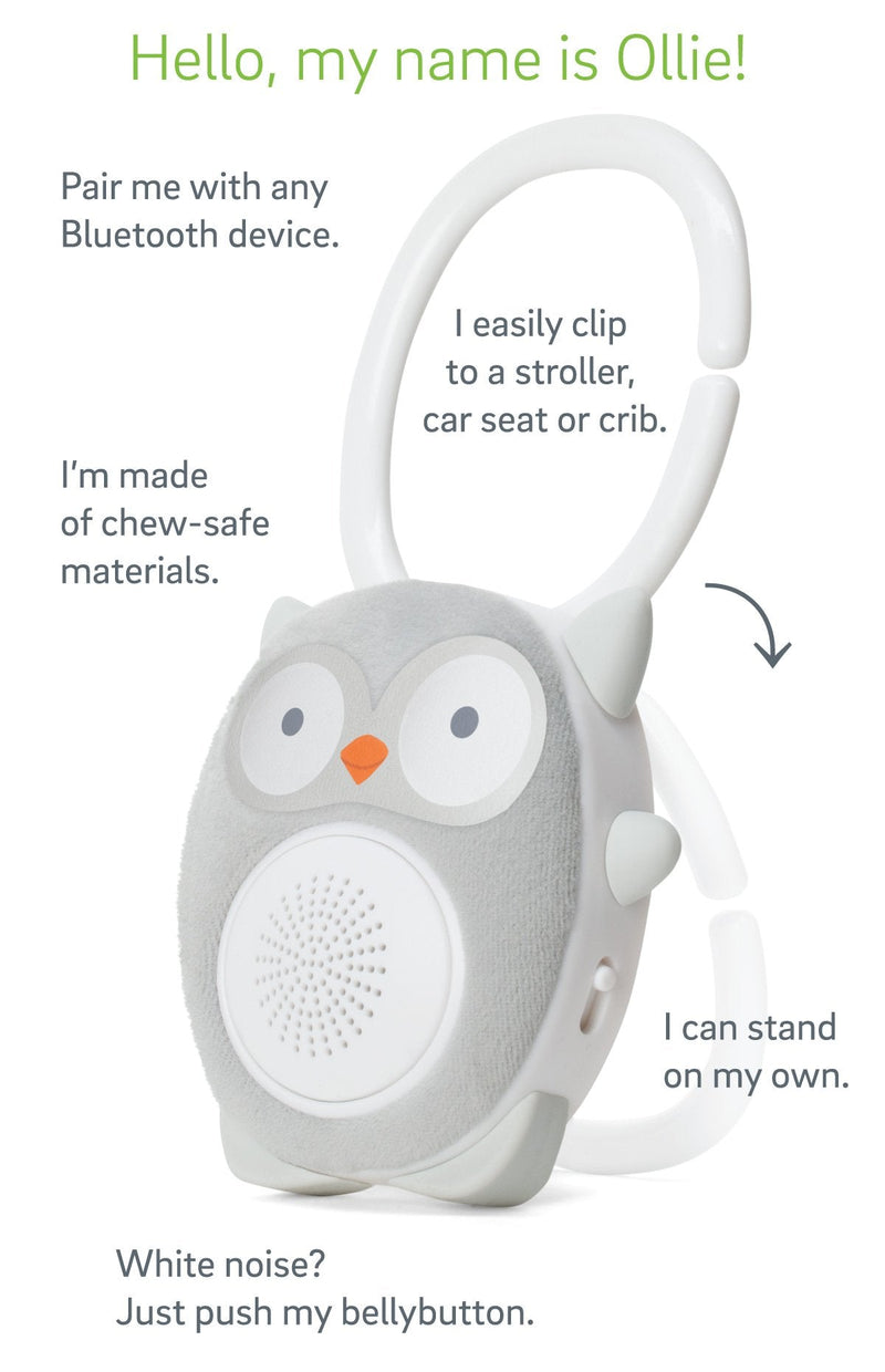 [Australia] - WavHello Portable Baby Sleep Soother - Rechargeable Bluetooth Noise Machine Travel Sound Speaker Great for Cribs, Strollers, Car Seat and More - Ollie The Owl Soundbub, Grey 