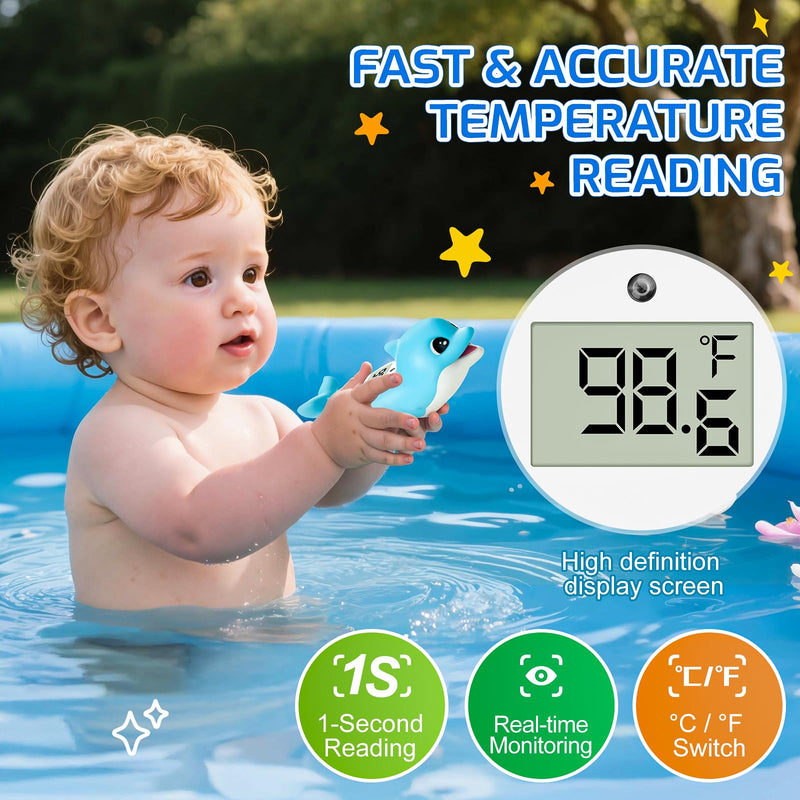 [Australia] - Baby Bath Thermometer for Newborn ‚Äì Digital Bathtub Water Temperature Thermometer ‚Äì Floating Dolphin Bath Toy, ¬∞C/¬∞F Display, Waterproof & BPA-Free 