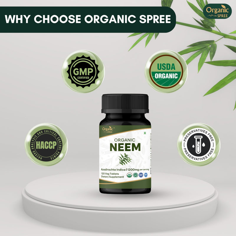 ORGANIC SPREE NEEM 120 Tablets | Azadirachta Indica (Neem) | USDA Organic Certified | Organic and Natural 120tab (1) 1