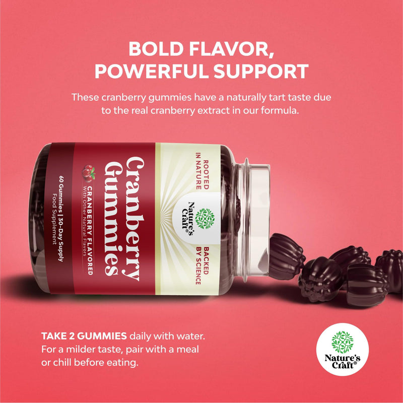Natural Cranberry Gummies for Women and Men - Extra Strength Delicious Antioxidant Cranberry Chews for Urinary Tract Health Kidney Support Bladder & Immune Health - Vegan Gluten & Gelatin Free