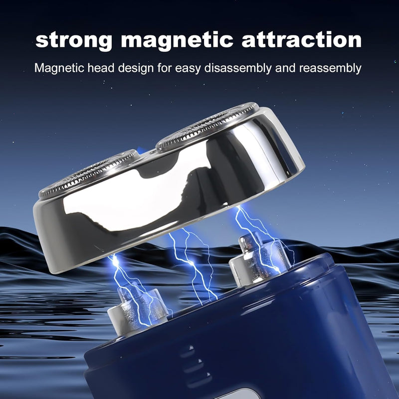 [Australia] - Mini Electric Shaver - USB C Fast Charge Portable Small Shavers for Men | Women - Dual Head Pocket Shaver Washable Travel Electric Razor & Powerful Wet and Dry Mini Razor - Easy One Button Use Blue 