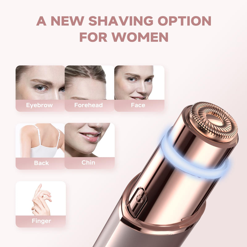 Facial Hair Remover for Women(Gen 3 Pro), Eyebrow Facial Trimmer, Luxury 2 in1 Hair Removal Device for Face, Lip, Nose, with Replacement Heads Gold(2-in-1)+2 Heads