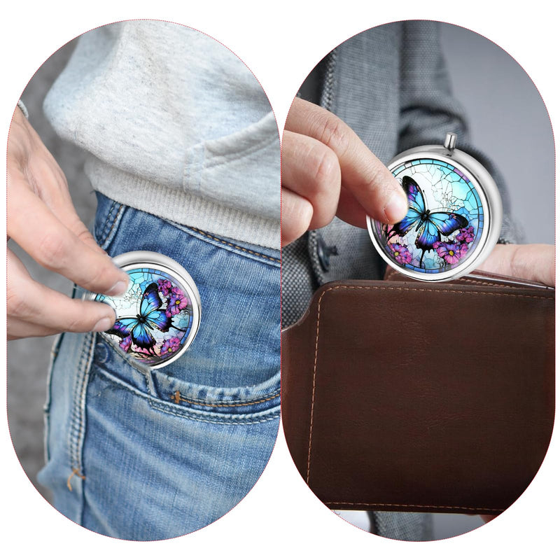 ElevateTech Small Pill Case, Portable Mini Travel Pill Container, Compact Purple Daily Storage Boxes 3 Compartments Suitable Wallets Pockets Handbags Vitamins Supplements Fish Oil
