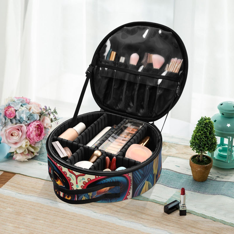 ALAZA Dia Muertos Mexican Day Of The Dead Girl Sugar Skull Travel Makeup Case, Portable Artist Makeup Storage Bag multicolor01