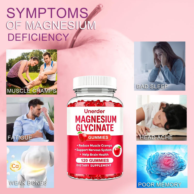 Magnesium Glycinate Gummies - 400mg High Absorption Formula for Sleep, Stress Relief & Muscle Health - Apple Flavor, 60 Days Supply for Adults,Non-GMO,120 Gummies