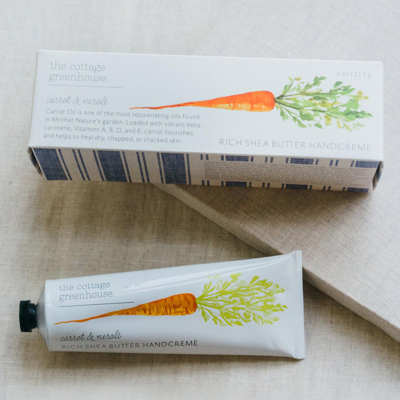 [Australia] - The Cottage Greenhouse Carrot & Neroli Handcreme, 4 oz, Moisturizing Lotion for Dry Hands, Quick Absorbing Shea Butter & Cocoa Butter, Luxury Purse Essentials 