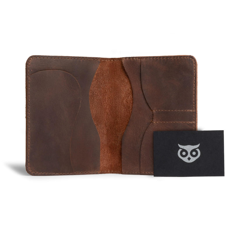 Hide & Drink, Double Passport Cover with Slots for Bills and Keys, Rustic Case, ID Organizer, Full Grain Leather, Handmade Accessories, Bourbon Brown