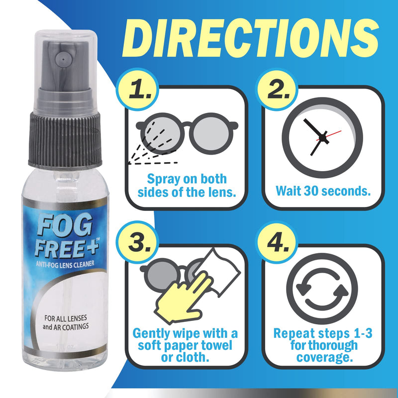 [Australia] - Fog Free Plus Anti-Fog Spray for Glasses - Lens Cleaner and Defogger - Effective on All Lenses and Anti-Reflective Coatings - Prevents Fog on Eyeglasses, Sunglasses, AR Coatings - 1 oz. (29.5 mL) 