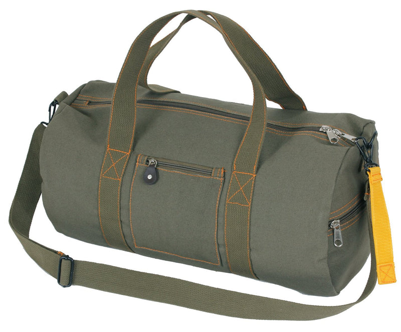Rothco Canvas Equipment Bag, Heavyweight Cotton Carryall | Vintage-Inspired Duffle, Zippered Compartments, Adjustable Shoulder Strap, Ideal for Storage, Gym & Travel 19 Inches Olive Drab