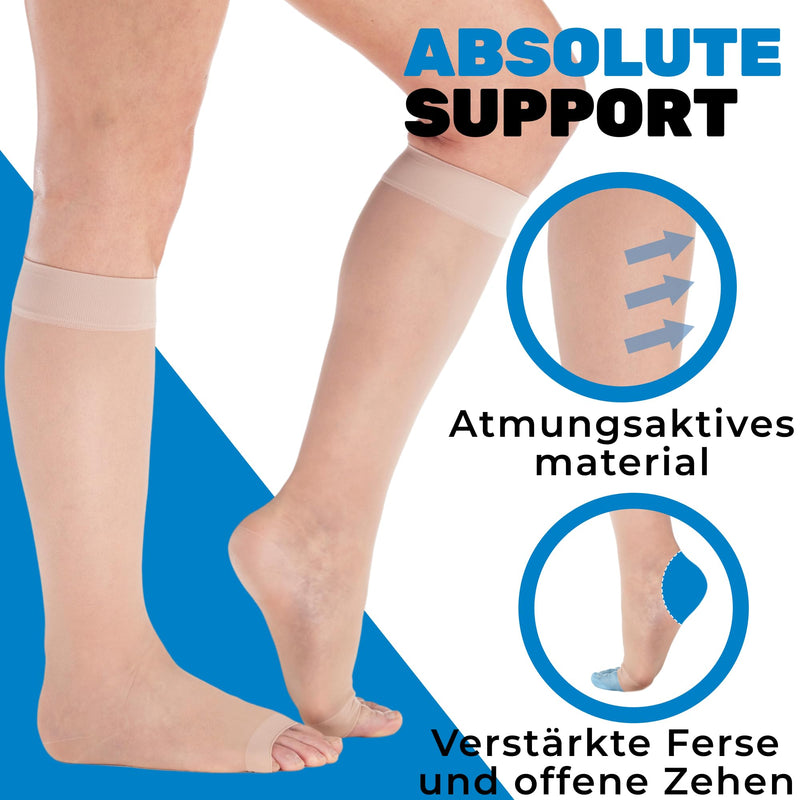 [Australia] - Made in USA - Compression Stockings for Women 15-20mmHg - Womens Sheer Compression Knee High for Edema, Varicose Veins, Post Surgery Recovery - Nude, Medium - A111NU2 
