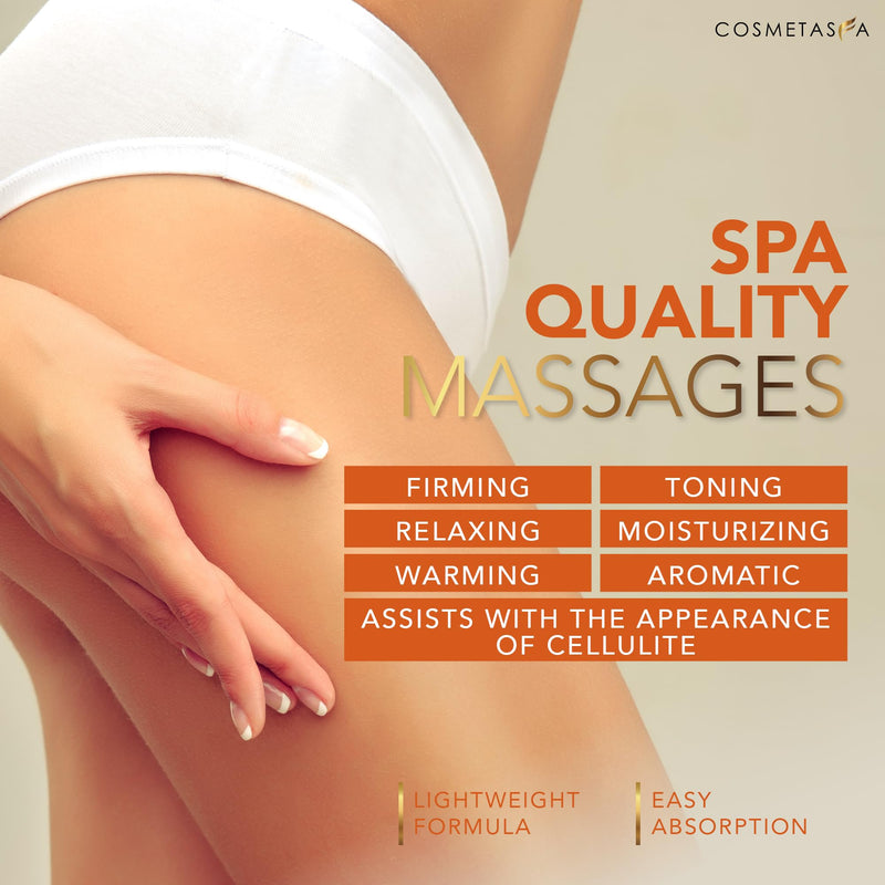 Cosmetasa Hot Cream Massage Gel with Massager Mitt- Natural and 87% Organic Cellulite Cream - Multi Use, Skin Toning for Joints and Muscle - 16.9 oz Cellulite Hot Cream with Massager Mitt 16.9 Fl Oz (Pack of 1)