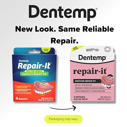 Dentemp Repair Kit - Repair-It Advanced Formula Denture Repair Kit - Denture Repair Kit Repairs Broken Dentures - Denture Repair to Mend Cracks & Replace Loose Teeth (Value Size)
