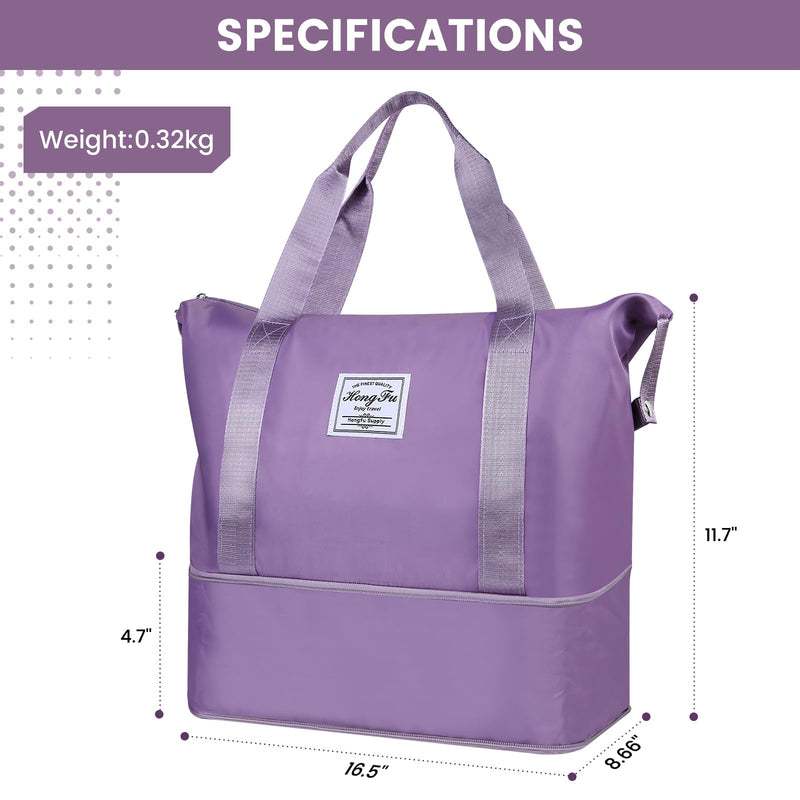 Travel Duffle Bag for Women, Weekender Overnight Carry On Bag for Women, Foldable Waterproof Gym Luggage with Wet Compartment