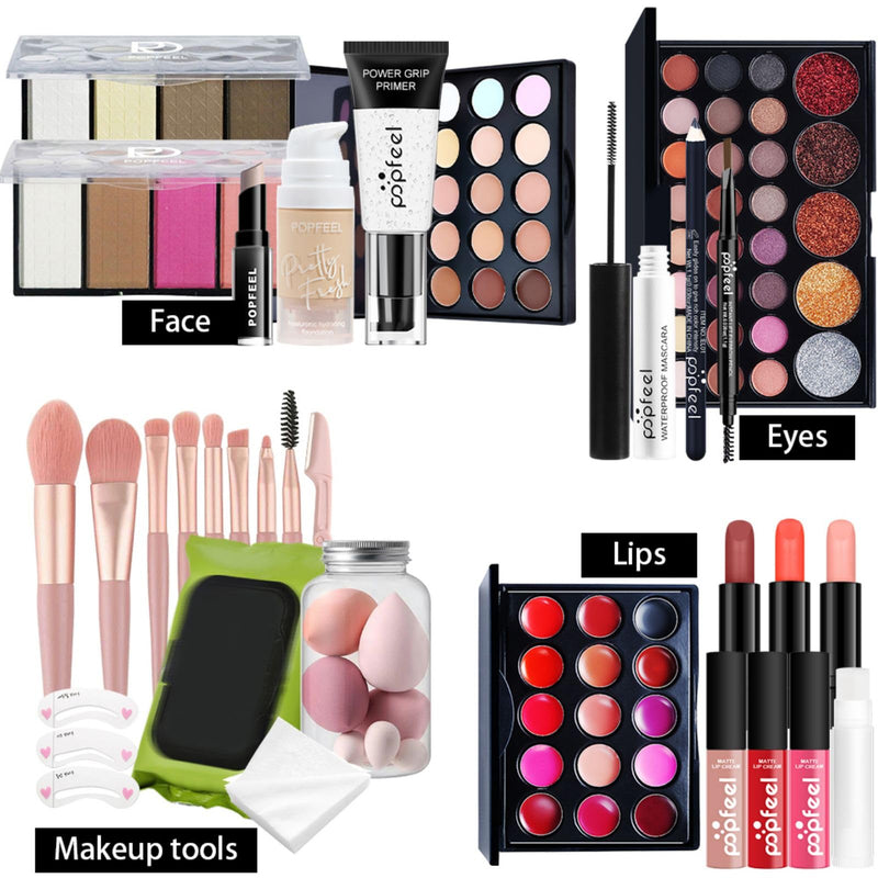 [Australia] - FantasyDay All in One Makeup Kit for Women Full Kit Girls Makeup Gift Sets Xmas Essential Bundle Include Eyeshadow Palette Lipstick Blush Concealer Eyeliner Mascara Foundation Brush Eyebrow Pencil POP009B 