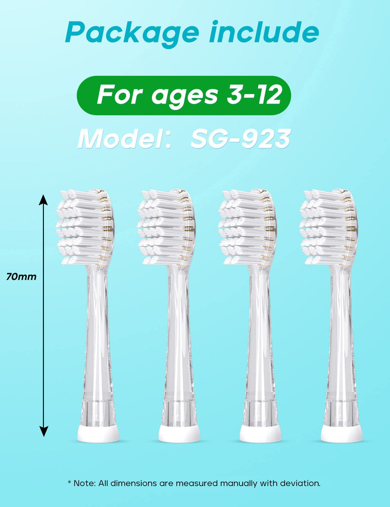[Australia] - Seago Baby/Kids Electric Toothbrush Replacement Heads SG-923 for 977 - Pack of 4 