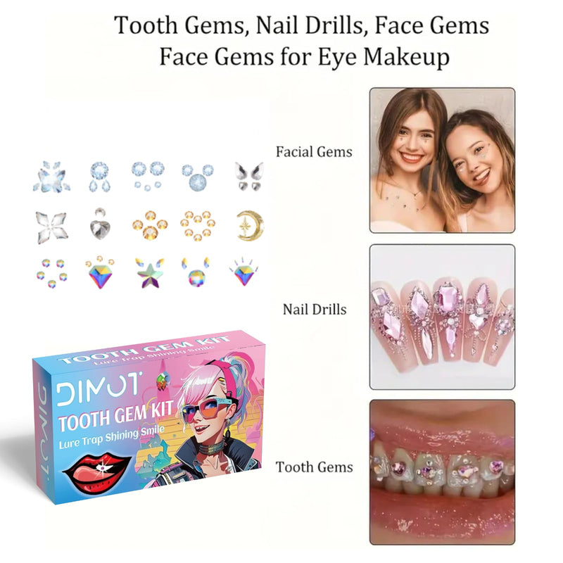 Tooth Gems Kit for Teeth with Light, 2025 New Professional 140 Pcs DIY Gem Jewelry for Man Women Sparkling Crystals - (Multi-Color)