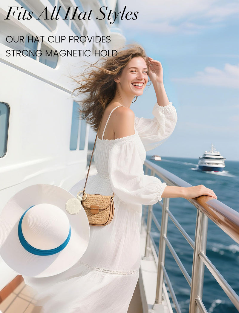 Niveaya Magnetic Hat Clip for Travel on Bag - Chic Hands-Free Travel Essentials for Beach Cruise Vacation