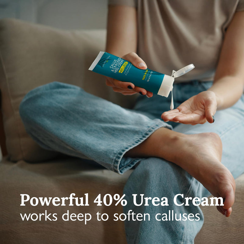 [Australia] - Gilden Tree Foot Callus Remover Kit - 40% Urea Cream & Handmade Terra-Cotta Pumice Stone for Feet - Callus Remover for Feet with Shea Butter & Aloe Vera - Cracked Heel Treatment & Moisturizer 