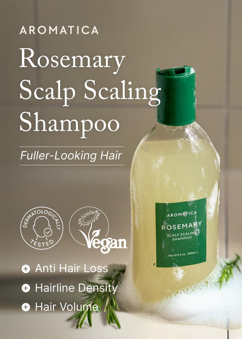 AROMATICA Rosemary Scalp Scaling Shampoo for Hair Growth | Korean Hair Care for Thinning Hair & Hair Loss, Natural Essential Oil, Vegan, Sulfate Silicone Paraben Free (13.53 oz) 01. Rosemary