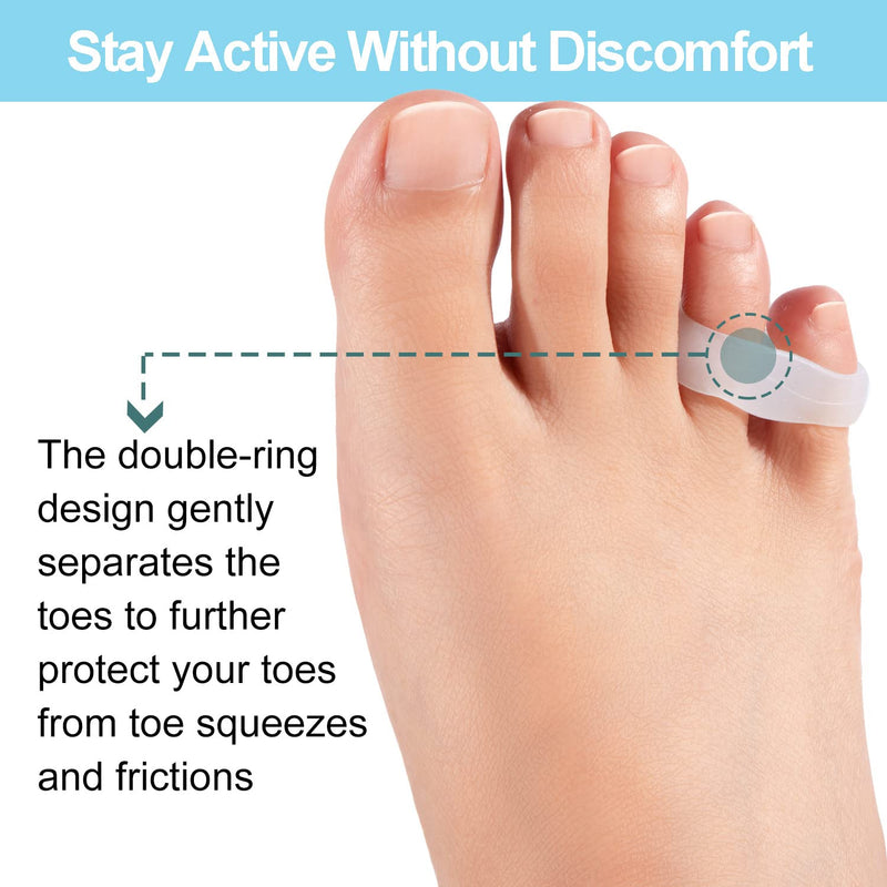 [Australia] - Welnove pack of 10 bunion correction, toe separator with 2 loops, small toe spacer suitable for bunions and protruding toes (white) Tail Toe - White 