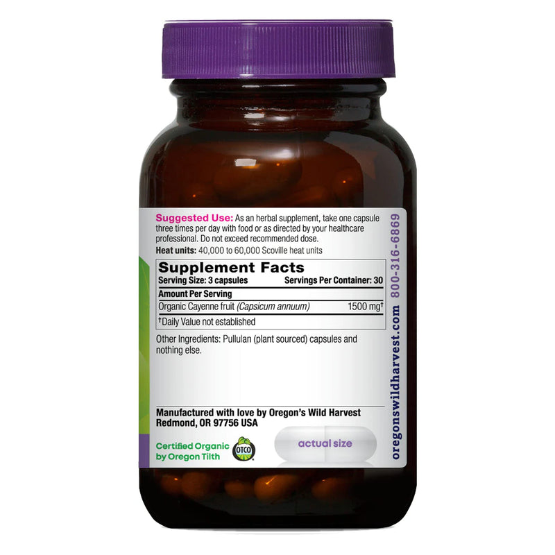 [Australia] - Oregon's Wild Harvest Non-GMO Cayenne Capsules, Organic Herbal Supplements, 90 Count 