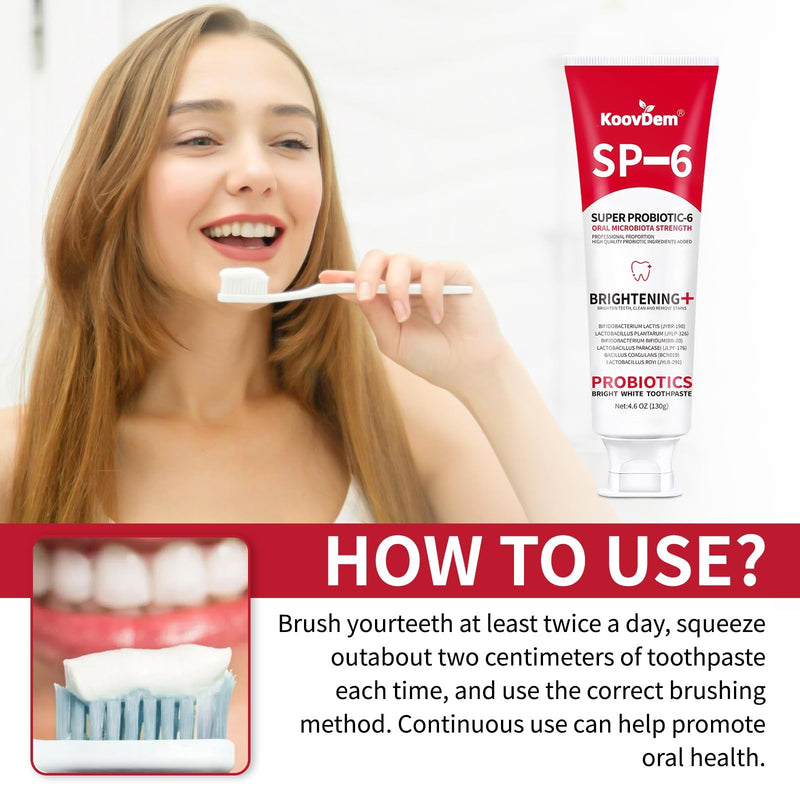 [Australia] - 2025 New Sp-6 Probiotics Whitening Toothpaste-Fluoride-Free, Enhanced Formula with 6 Probiotics for Gum Care & Fresh Breath, Fresh Mint Flavor(2PC)（Blue+Red） 2pc-mix 