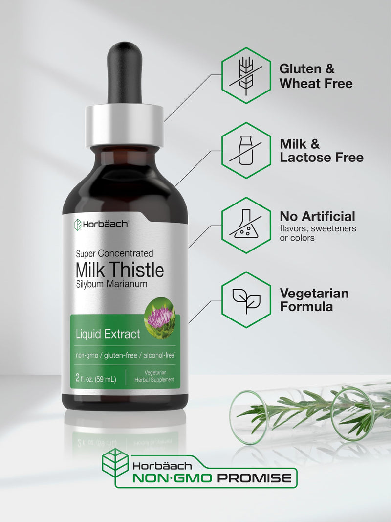 [Australia] - Horb√§ach Milk Thistle Extract Liquid | 2 fl oz | Alcohol Free | Vegetarian, Non-GMO & Gluten Free Supplement 