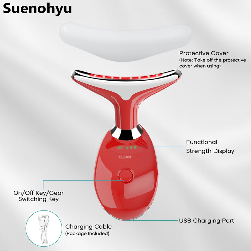 Facial Massager, Portable Face Neck Massager Wand for Skin Care(Red)