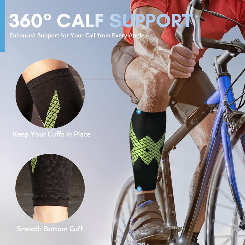 [Australia] - XFUWE Calf Compression Calf Bandage Men's Varicose Veins Stockings Women's Compression Stockings Calves Women's Compression Sleeves Compression Stockings Progressive Pressure 20-30 mmHg L-XL Green 1 