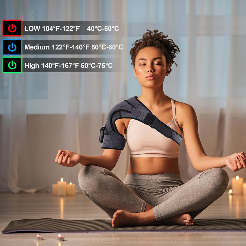 [Australia] - Heated Shoulder Brace for Men Women, USB Rechargeable Shoulder Heating Pads, Shoulder Massager for Pain Relief, Cordless Heated Shoulder Wraps for Left Right Rotator Cuff Support, 5000mAh 
