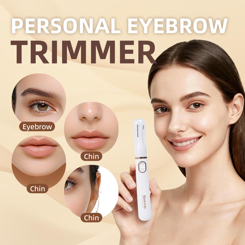 2025 Eyebrow Trimmer Facial Shaver for Women - Painless Facial Hair Remover, Mini Personal Grooming Tool with Combs White