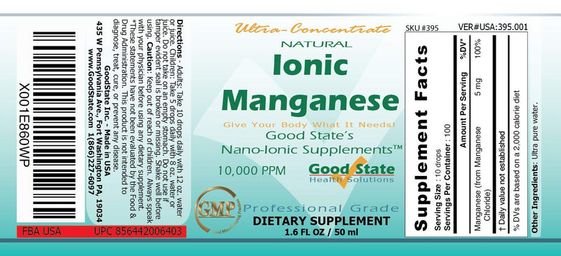 [Australia] - Good State | Natural Ionic Manganese | Liquid Concentrate | Nano Sized Mineral Technology | Professional Grade Dietary Supplement | 1.6 Fl oz Bottle (50 mL) 