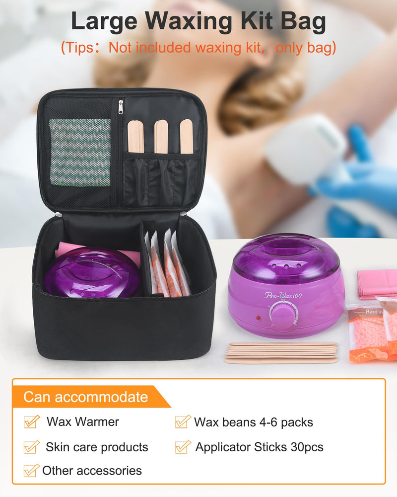[Australia] - Waxing Kit Bag,Wax Warmer Organizer Bag Wax Kit for Hair Removal Storage Bag Hair Removal Wax Tool Bag (Black) Black 