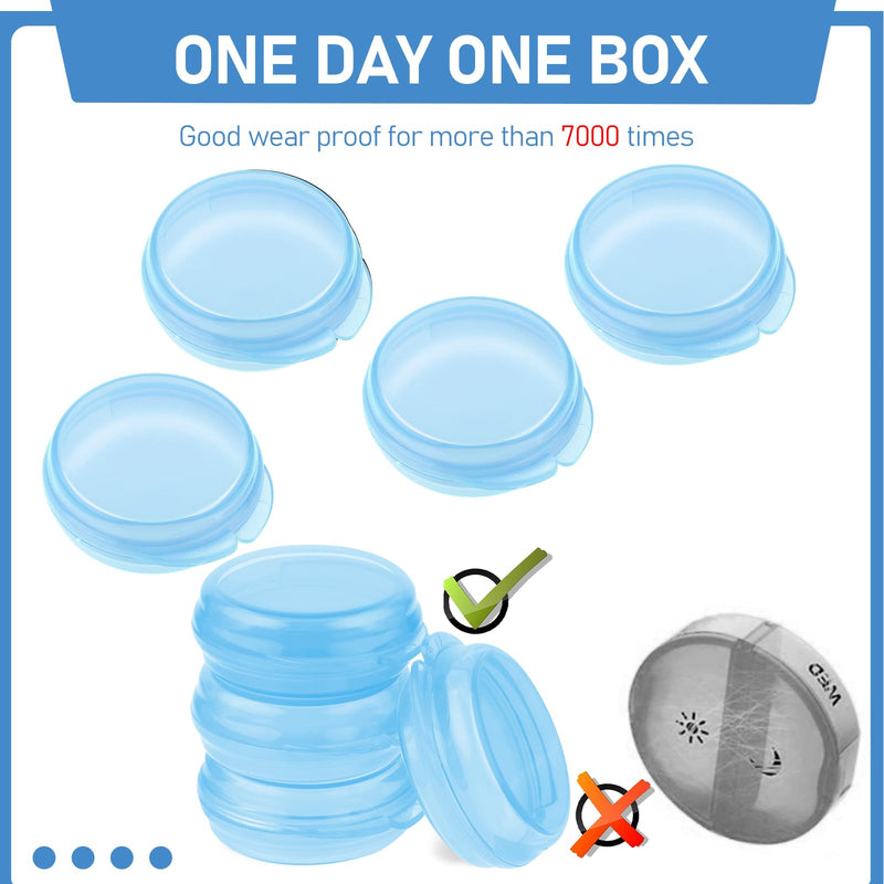 4 Pcs Mini Pill Organizer Small Pill Box Cute Portable Pill Case, 4 Blue | for Pocket Purse, Travel Storage Containers, Earplug Case, Medicine Dispenser, Vitamin Holder