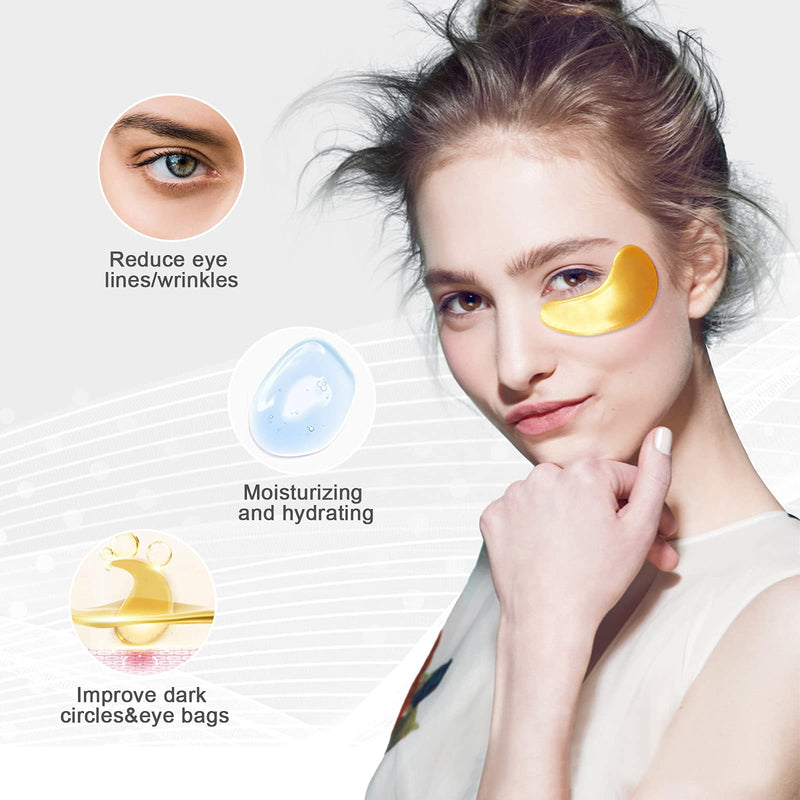 [Australia] - Permotary 30 Pairs 24K Gold Gel Crystal Collagen Eye Pads,Under Eye Mask for Moisturizing,Fine Lines,Dark Circles& Puffy Eyes Under Eye Patches,Gold yellow gold 