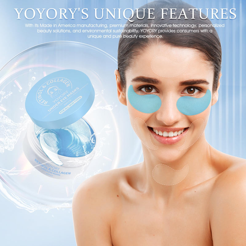 [Australia] - Under Eye Patches Masks - for Dark Circles, Puffy Eyes, Fine Lines, Wrinkles, Eye Bags Treatment with Collagen and Hyaluronic Acid, Moisturizing and Hydrating (60 Pcs)… Cornflower Blue 
