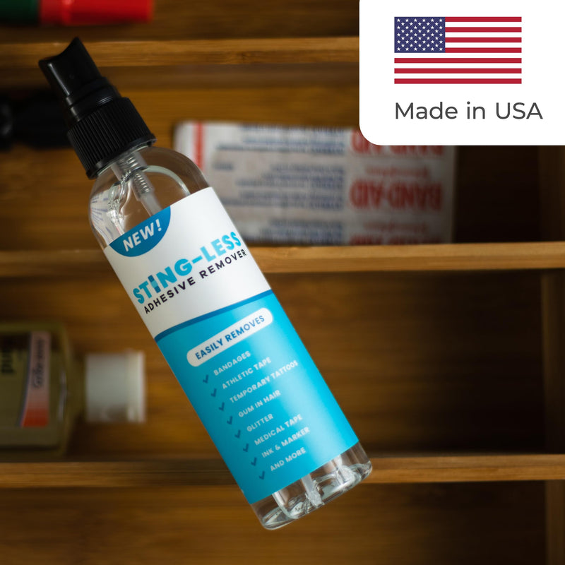 [Australia] - Sting-Less Adhesive Remover for Skin | Bandage & Surface Adhesive Remover | Sting Free Formula | All Natural | Removes Bandages, Tape, Gum in Hair, Glitter, Wig Adhesives | Made in The USA | 4 Oz Spray Bottle 2.0 