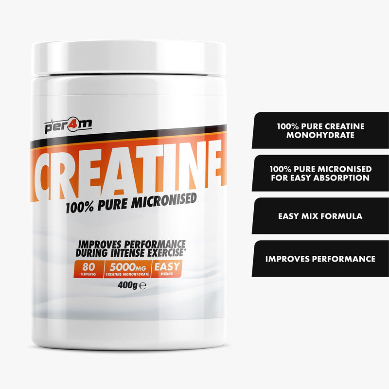 Per4m Creatine Powder | 100% Pure Micronised Creatine Monohydrate | 5000mg of Creatine | 80 Servings (400g, Unflavoured) 80 Servings (400 g)