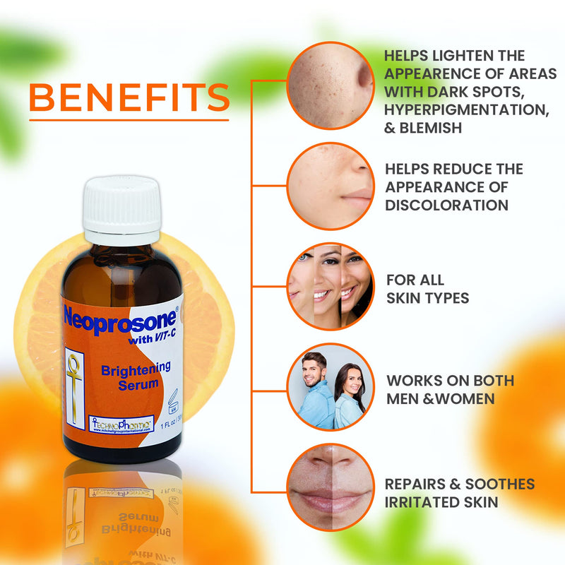 Neoprosone, Vitamin C Serum for Face | 1 Fl oz / 30ml | Brightening Serum For Dark Circle, Wrinkles | with Alpha Arbutin and Castor Oil (Pack of 2) 1 Fl Oz (Pack of 2)