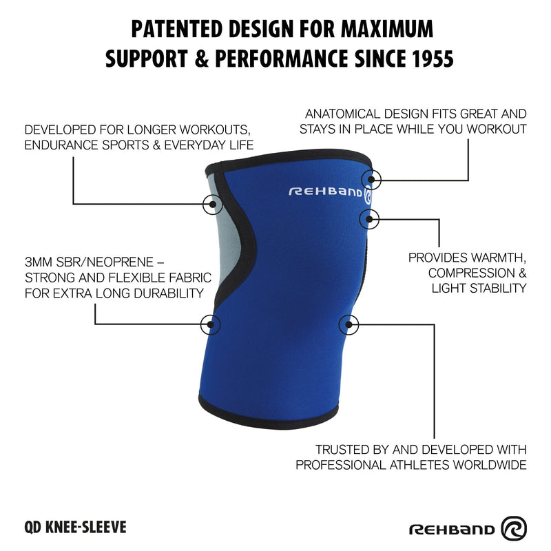 Rehband light Knee Support 3mm, Knee Sleeve for Endurance & Fitness, more stability and movement control during workout, Colour:Blue, Size:Medium Medium (Pack of 1) Blue